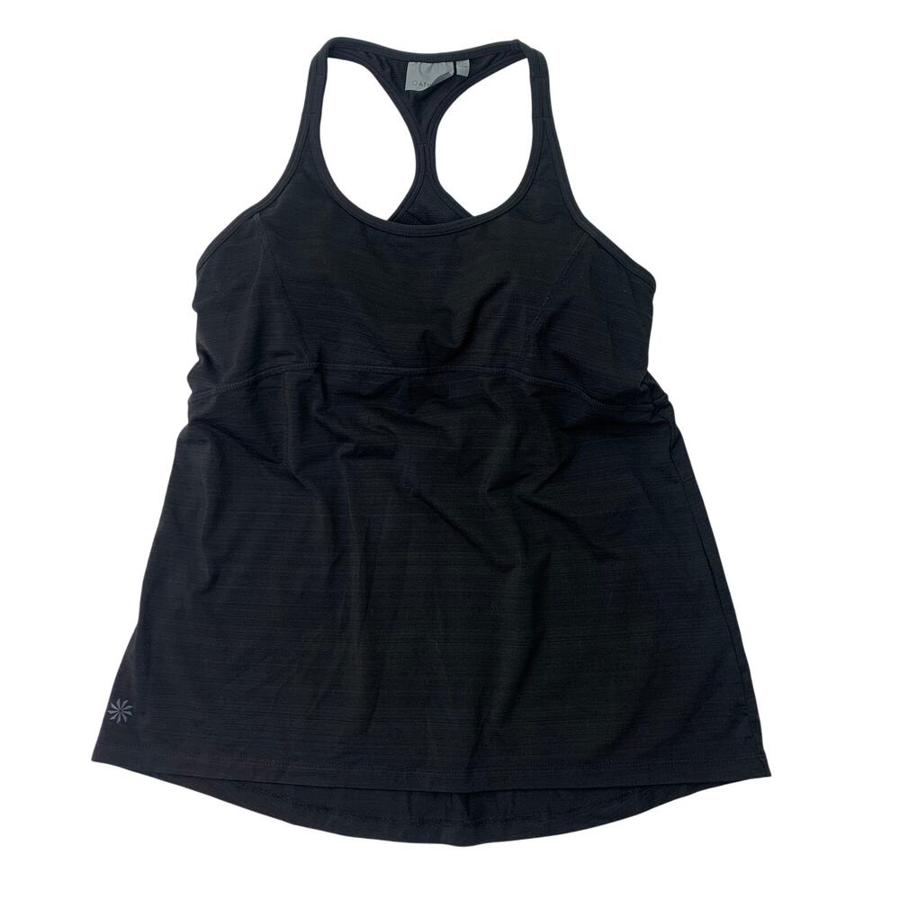 Athleta Womens Sz Medium Tank Top Racerback Built In Shelf Bra Poly Shirt